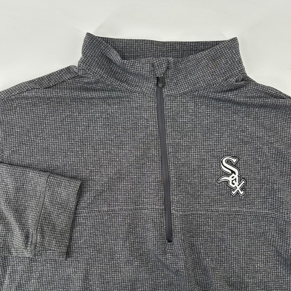 Columbia Golf Pullover Men XL Grey Chicago White Sox MLB Quarter Zip Grid Waffle